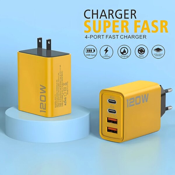 Chargeur de téléphone USB Type C PD, adaptateur de charge rapide, 4 ports, charge rapide 3.0, iPhone 15 14, Samsung, Xiaomi, Huawei – Image 3