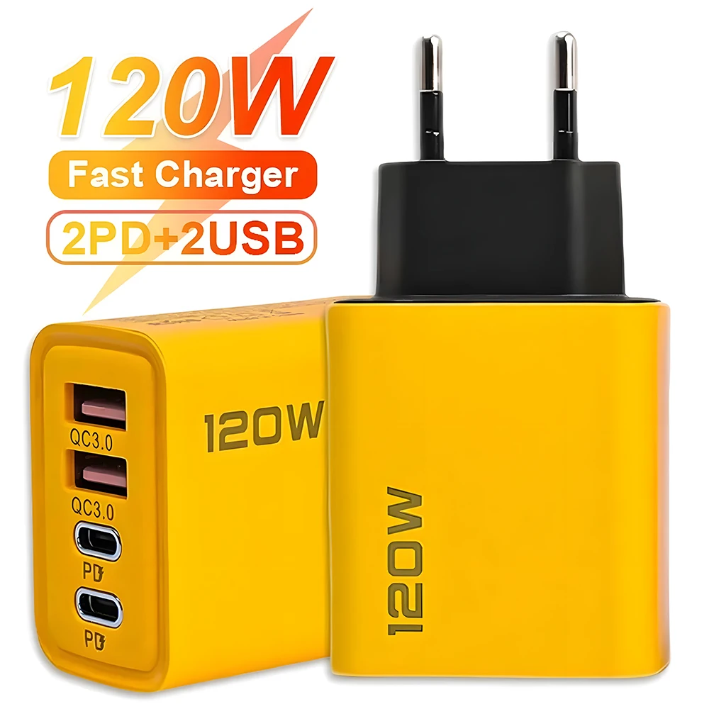 Chargeur de téléphone USB Type C PD, adaptateur de charge rapide, 4 ports, charge rapide 3.0, iPhone 15 14, Samsung, Xiaomi, Huawei