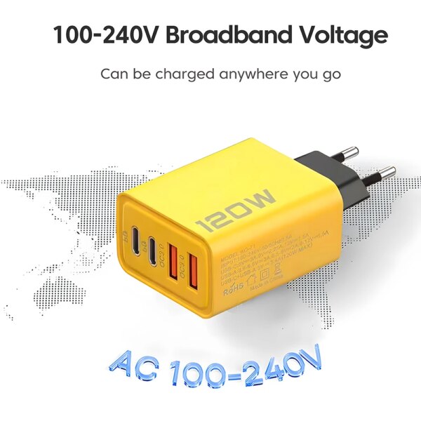 Chargeur de téléphone USB Type C PD, adaptateur de charge rapide, 4 ports, charge rapide 3.0, iPhone 15 14, Samsung, Xiaomi, Huawei – Image 2