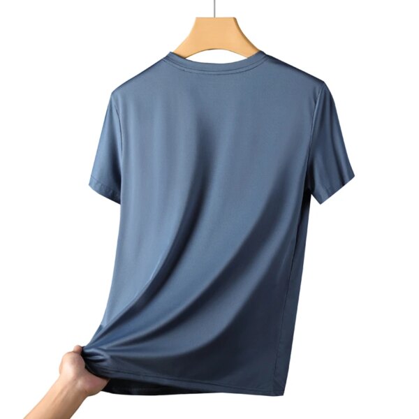 CHRLCK-T-shirt de course à séchage rapide pour homme, respirant, pour randonnée, pêche, doux, élastique, sport en plein air, chemise courte, été – Image 6