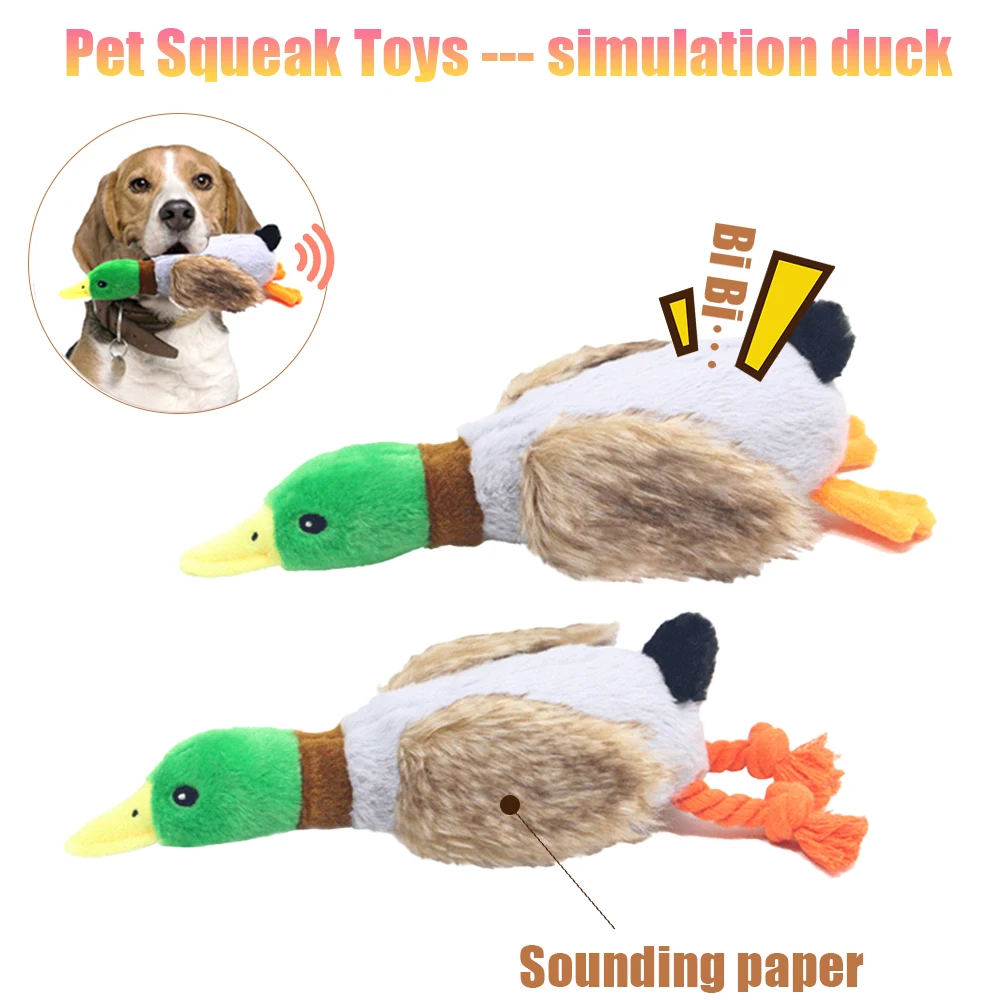 Cute Plush Duck Sound Pet Toy Animal Squeak Dog Toy Cleaning Tooth Dog Chew Rope Chew Toys for Small Medium Dogs Interactive Toy