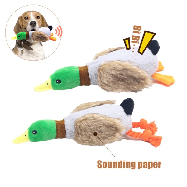 Cute Plush Duck Sound Pet Toy Animal Squeak Dog Toy Cleaning Tooth Dog Chew Rope Chew Toys for Small Medium Dogs Interactive Toy