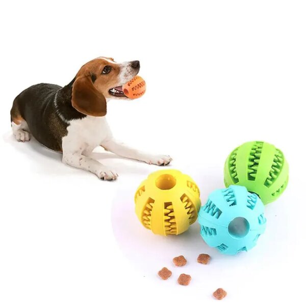 Dog Toy Ball, Nontoxic Bite Resistant Toy Ball for Pet Dogs Puppy Cat, Dog Pet Food Treat Feeder Chew Tooth Cleaning Ball – Image 4