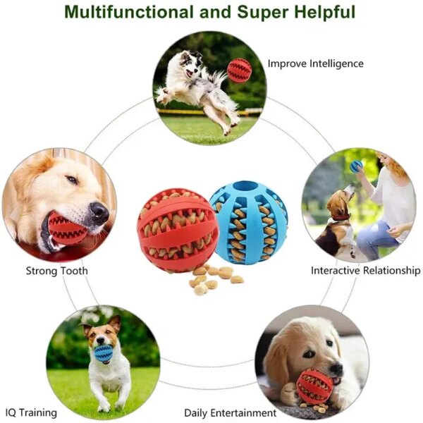 Dog Toy Ball, Nontoxic Bite Resistant Toy Ball for Pet Dogs Puppy Cat, Dog Pet Food Treat Feeder Chew Tooth Cleaning Ball – Image 5