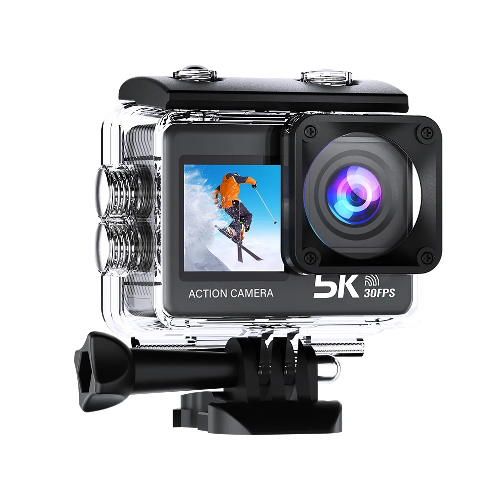 Caméra d'action 5K 4K60FPS EIS Wi-Fi double écran 170D 2.0 Pouces, étanche avec télécommande