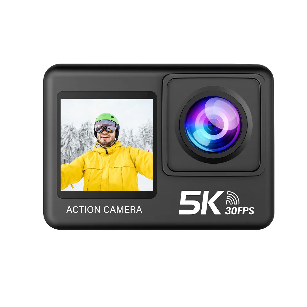 Caméra d'action 5K 4K60FPS EIS Wi-Fi double écran 170D 2.0 Pouces, étanche avec télécommande