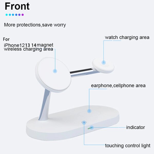 Support chargeur sans fil 3en1, charge rapide, iPhone, Apple Watch, Airpods – Image 3