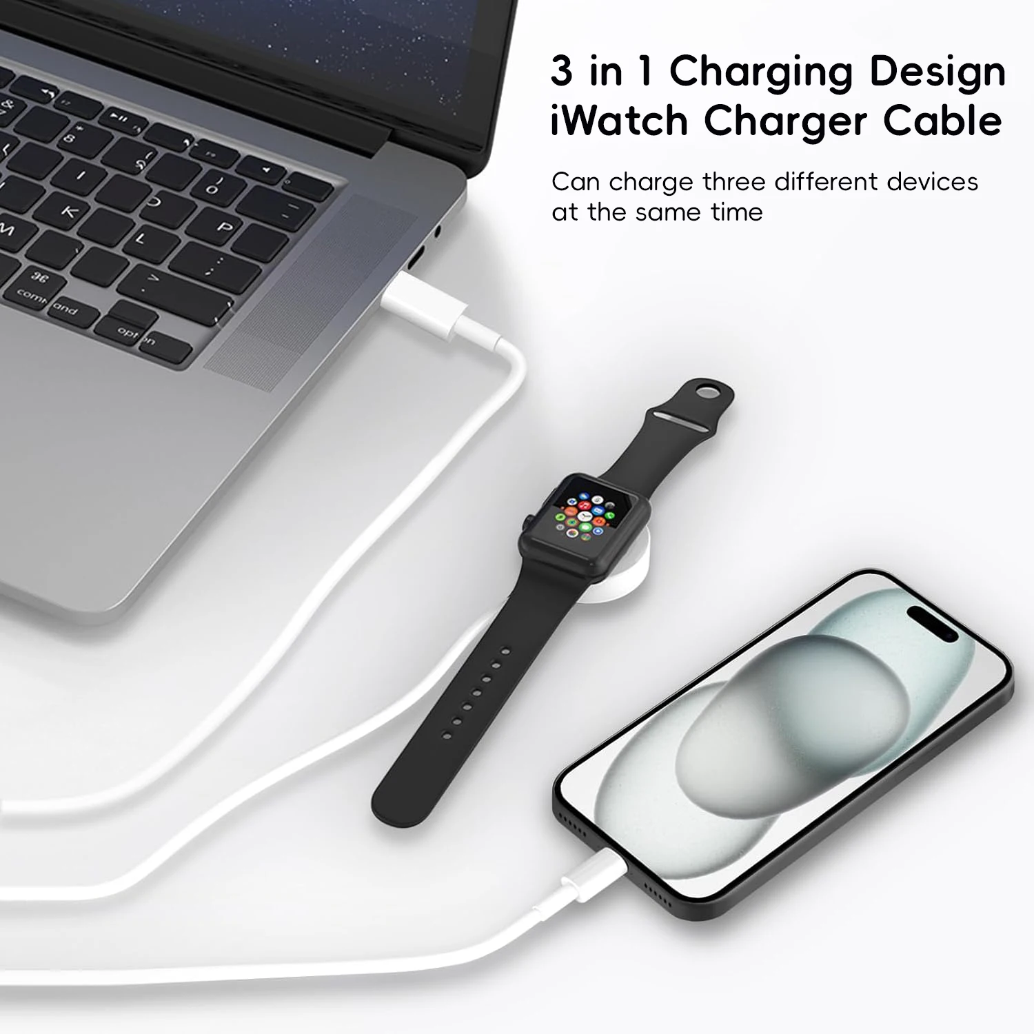 3en1 pour téléphones, avec entrée Lightning, chargeur sans fil USB-C/A pour iPhone12 /16 séries 1-10 SE1-2 Ultra
