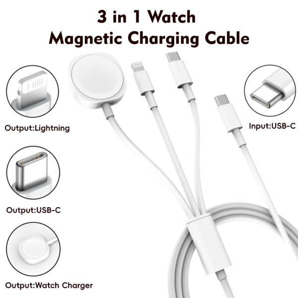 3en1 chargeur, avec entrée Lightning, chargeur sans fil USB, Universel