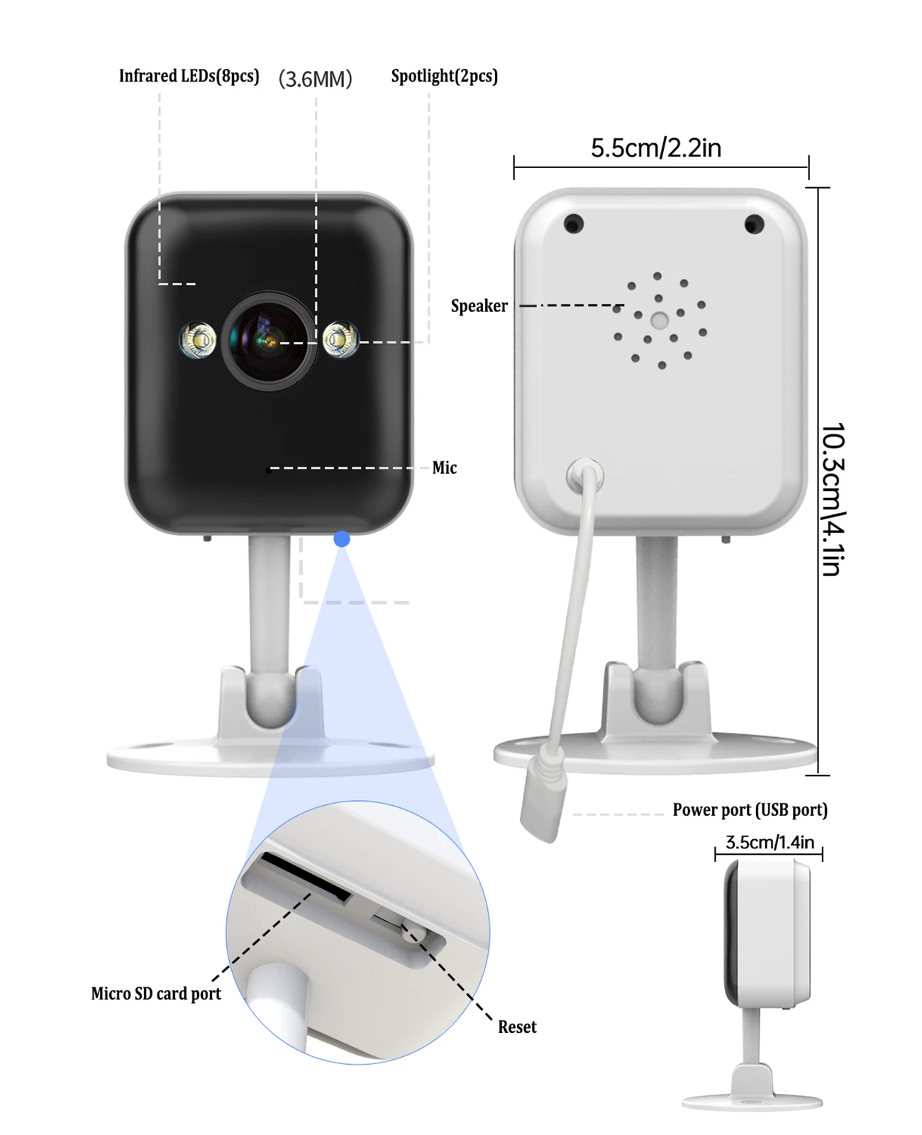 1080P Wifi IP caméra extérieure CCTV, 5x Zoom numérique couleur nuit, sécurité, imperméable