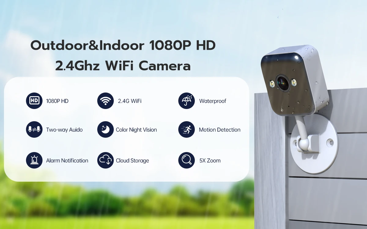 1080P Wifi IP caméra extérieure CCTV, 5x Zoom numérique couleur nuit, sécurité, imperméable