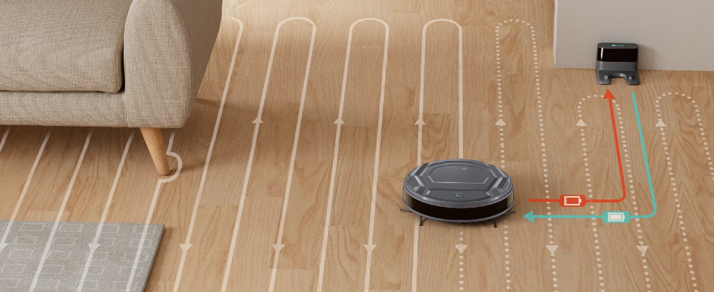 Aspirateur robot M210 Pro, puissante 2200 Pa, autonomie de 120 min, charge automatique, Wi-Fi/App/Alexa