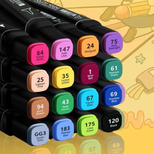 24-168 Marqueurs colorés, stylo pinceau dessin – Image 2