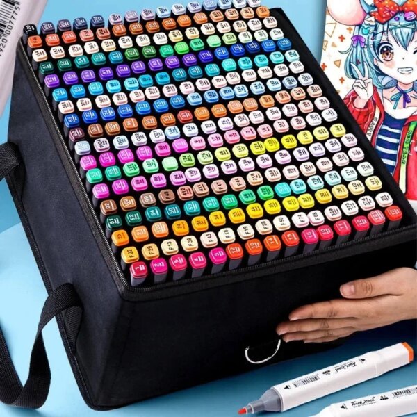 24-168 Marqueurs colorés, stylo pinceau dessin