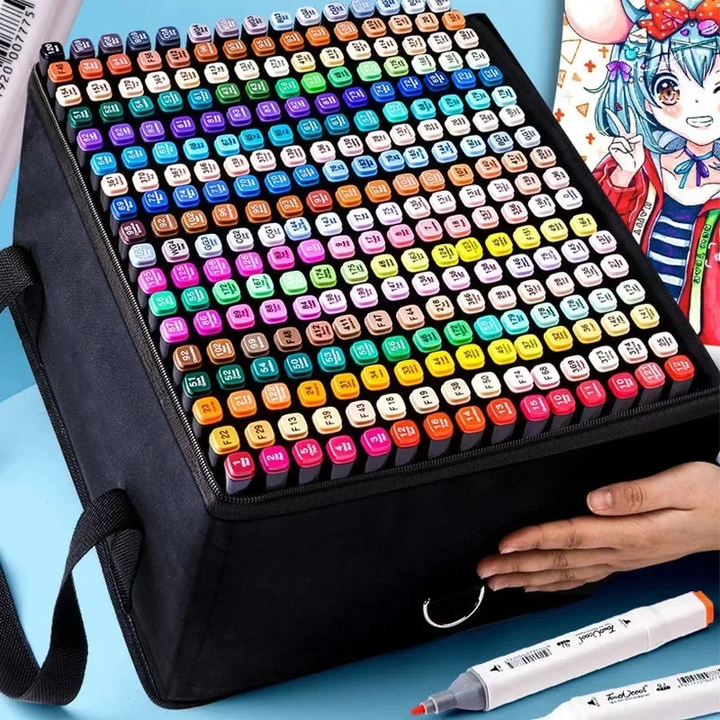 24-168 Marqueurs colorés, stylo pinceau dessin