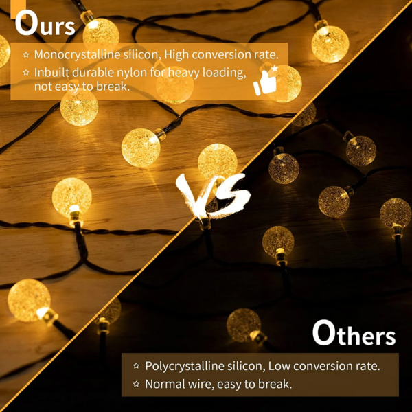 Guirlande solaire, 60 LED, cristal étanche – Image 5