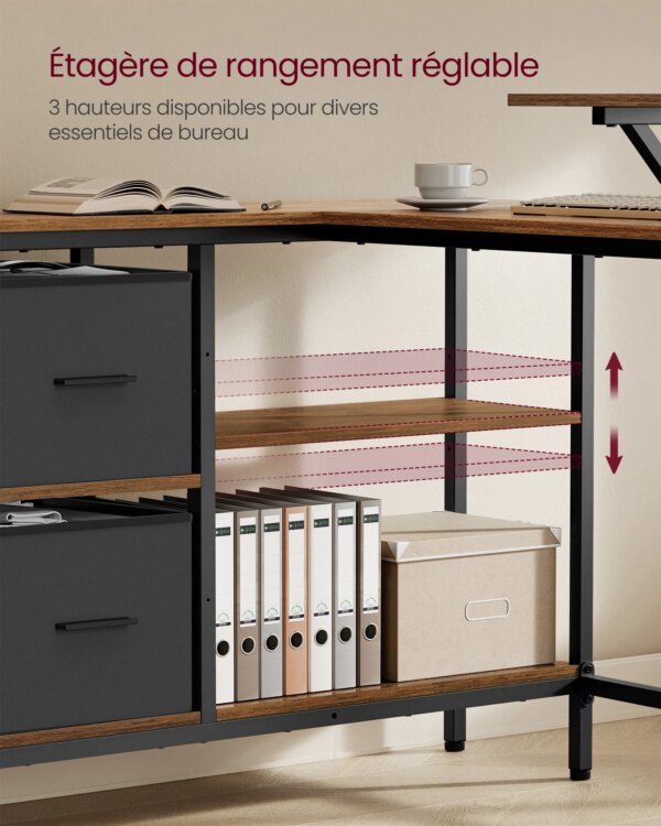 Bureau, Support pour Écran, Étagère Réglable – Image 5