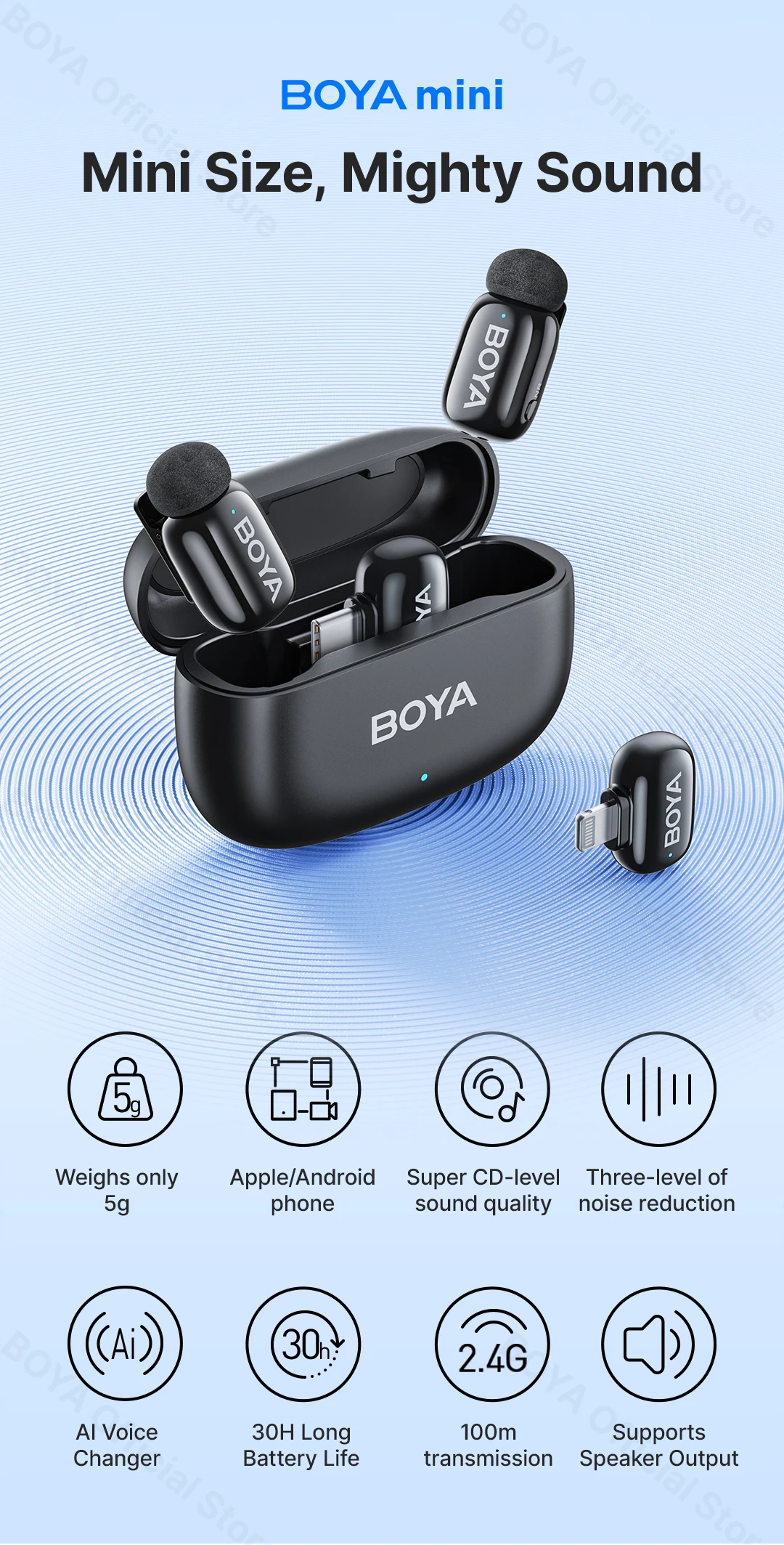 Mini Microphone sans fil, iPhone iPad Android type-c Mini Microphone sans fil, iPhone iPad Android type-c